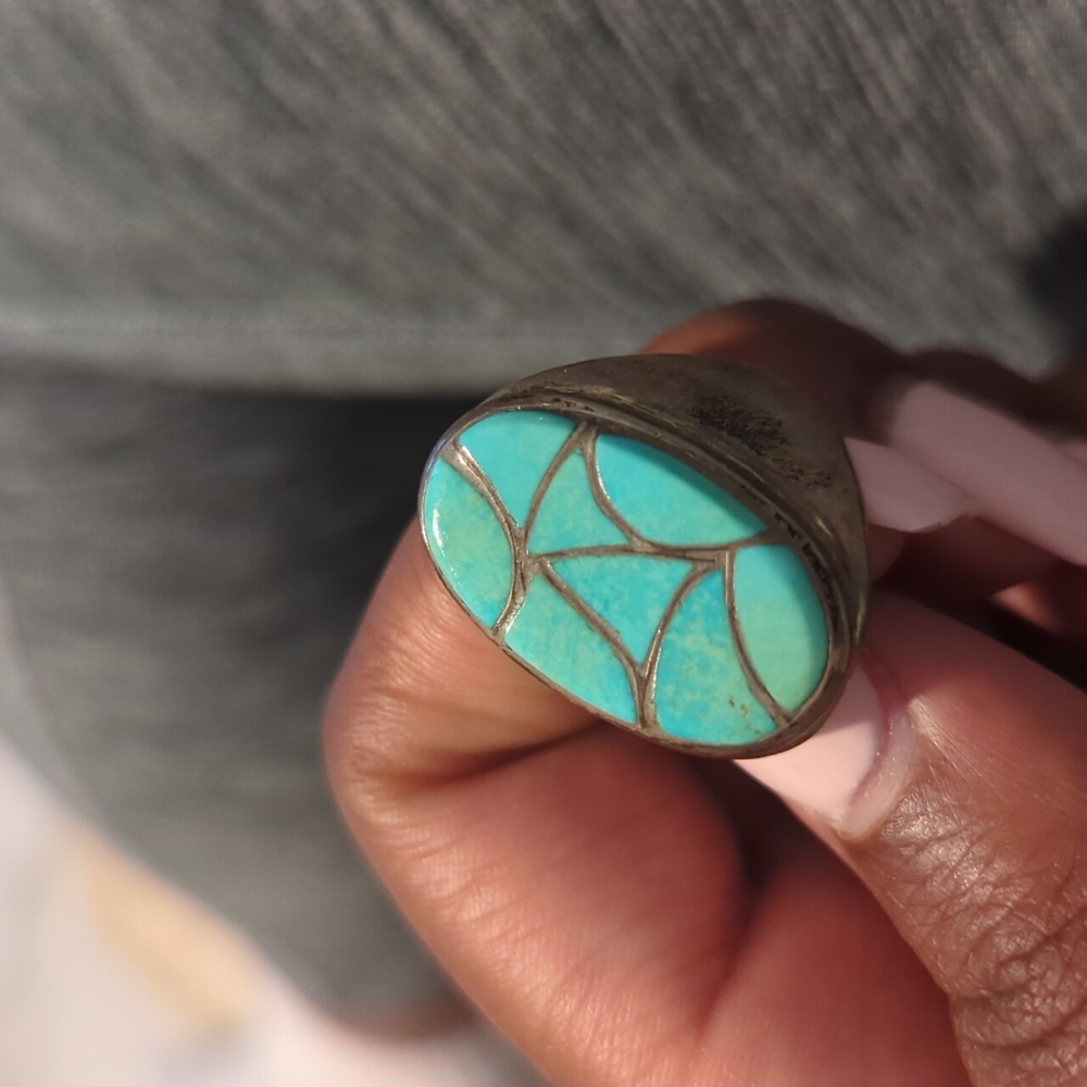 Vintage Sterling Turquoise Inlay Ring